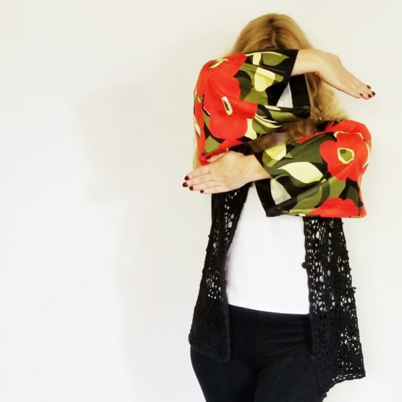 Refashioned Boho Floral Crochet Cardigan (M/L) - Picture 1 of 6